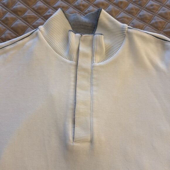 Hugo Boss Mens’ Long Sleeve Cotton Sweater. White with Gray Detail. Size Large. - Picture 2 of 7